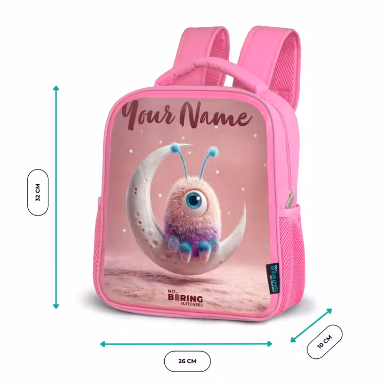 Maanwip met Pluizig Wezentje Kinderrugzak - Roze middel -productfoto_formaten
