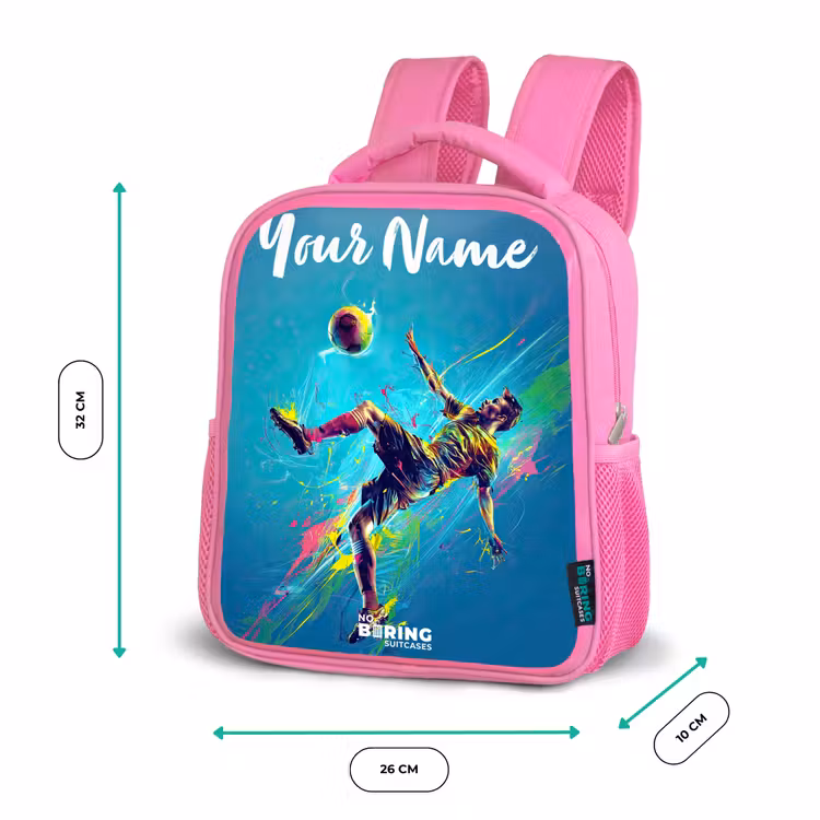 Neon - Voetbal - Schop - Kleurrijk Kinderrugzak - Roze middel -productfoto_formaten
