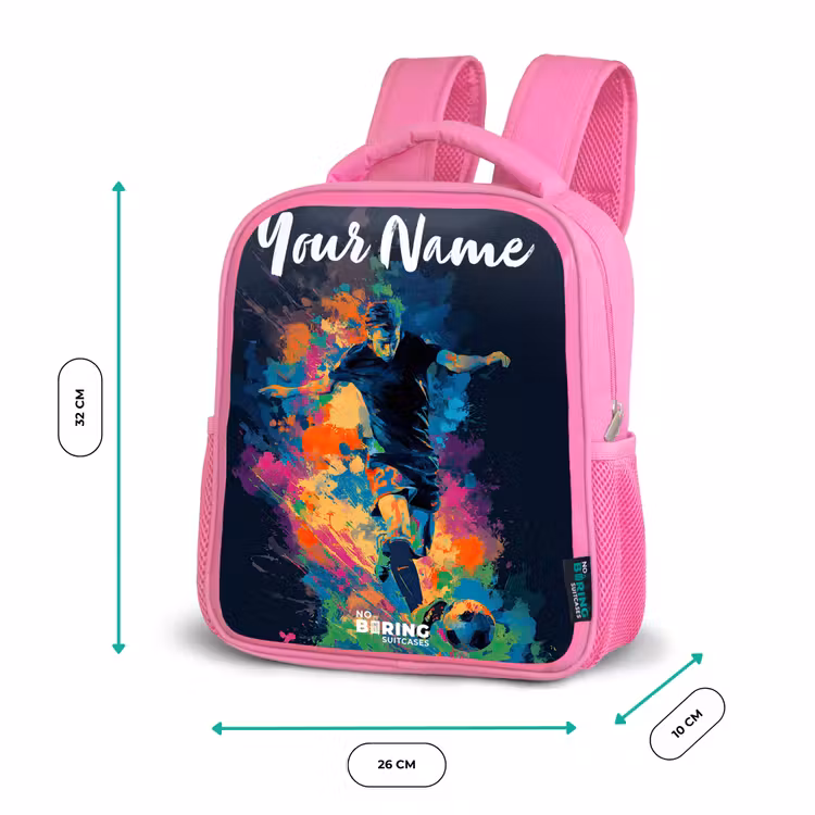 Neon - Voetballer - Kleurrijk Kinderrugzak - Roze middel -productfoto_formaten