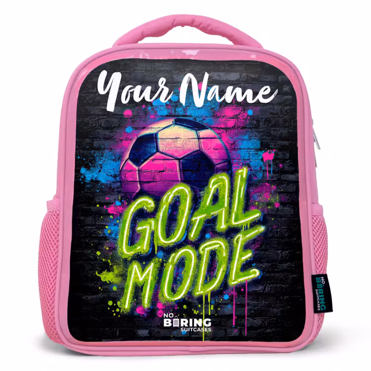 Neon - Graffiti - Voetbal - Kleurrijk Kinderrugzak - Roze middel -3d