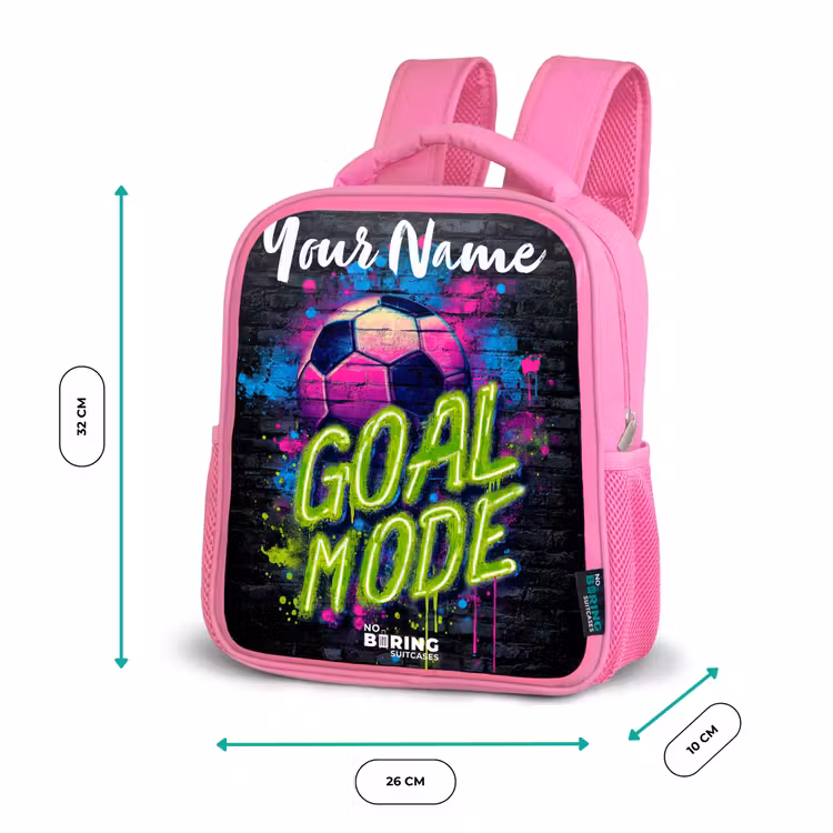 Neon - Graffiti - Voetbal - Kleurrijk Kinderrugzak - Roze middel -productfoto_formaten