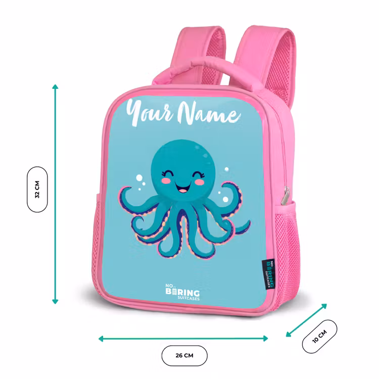 Octopus - Water - Blauw Kinderrugzak - Roze middel -productfoto_formaten