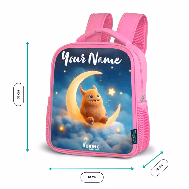 Oranje monster op maansikkel Kinderrugzak - Roze middel -productfoto_formaten