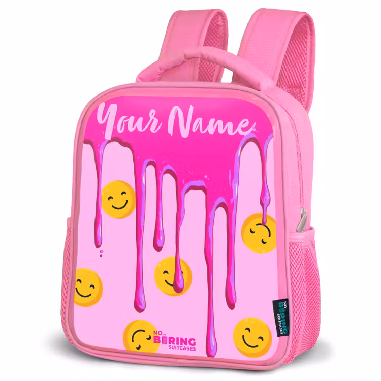 Verf - Smiley - Roze Kinderrugzak - Roze middel -schuin