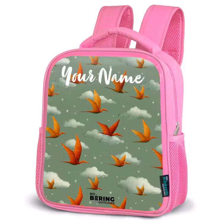 Patroon - Dino - Pterosaurussen Kinderrugzak - Roze middel -schuin