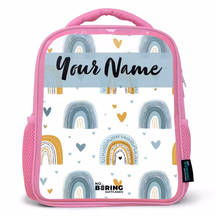 Patroon - Regenboog - Hartjes Kinderrugzak - Roze middel -3d