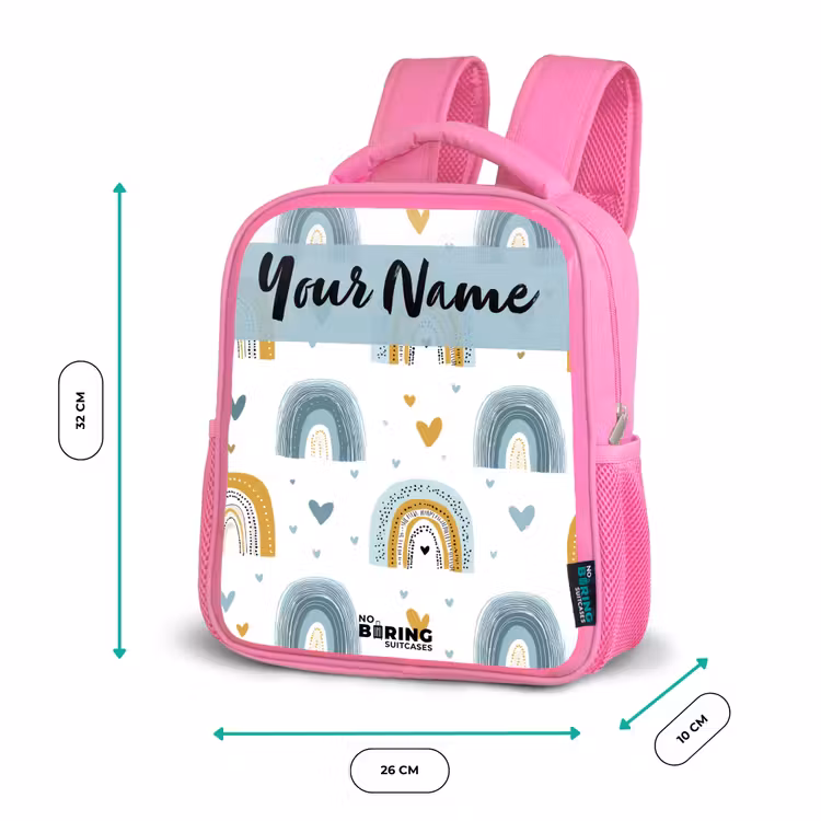 Patroon - Regenboog - Hartjes Kinderrugzak - Roze middel -productfoto_formaten