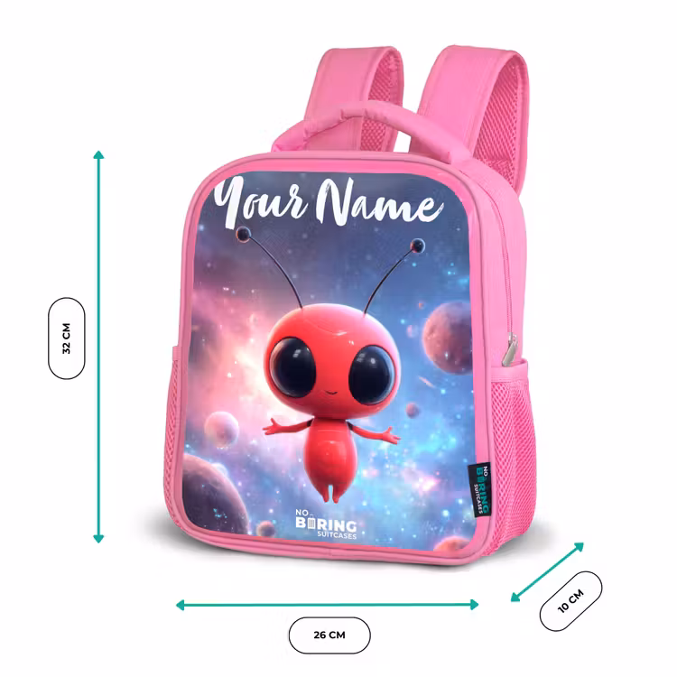 Rood Ruimtewezen in Kosmische Dans Kinderrugzak - Roze middel -productfoto_formaten