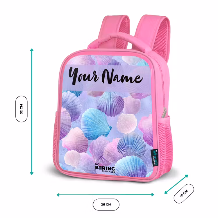 Schelpen - Paars - Blauw - Patroon Kinderrugzak - Roze middel -productfoto_formaten