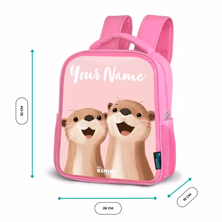 Glimlach - Otters - Roze - Illustratie Kinderrugzak - Roze middel -productfoto_formaten