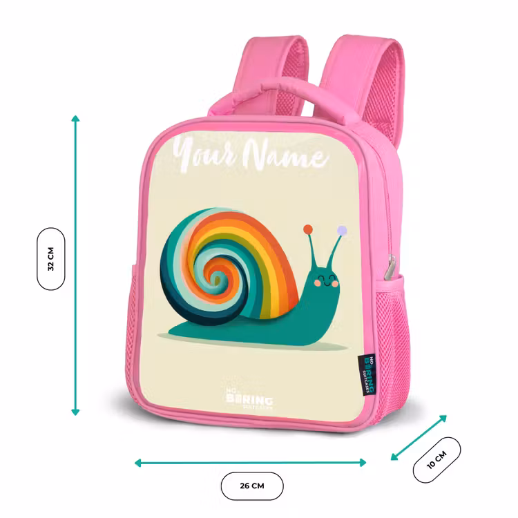 Slak - Regenboog - Kleurrijk Kinderrugzak - Roze middel -productfoto_formaten