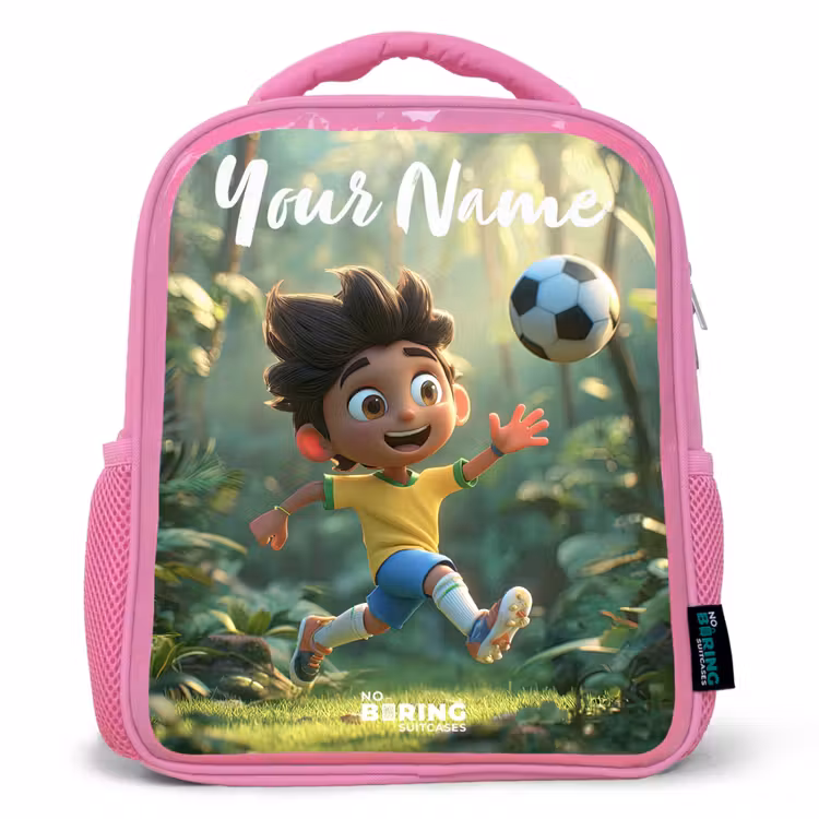 Voetbal - Jongen - Bos Kinderrugzak - Roze middel -3d