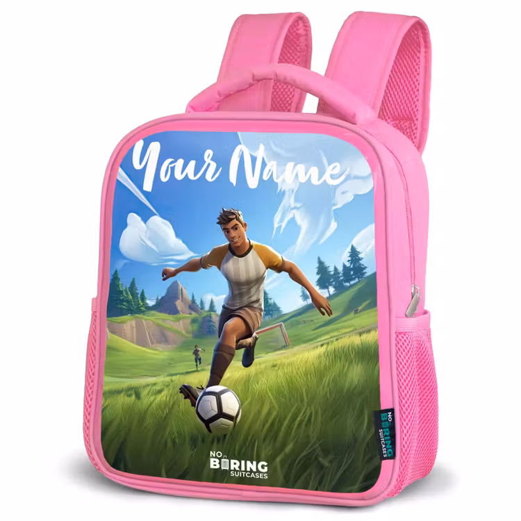 Voetbal - Jongen - Goal - Voetbaltenue Kinderrugzak - Roze middel -schuin