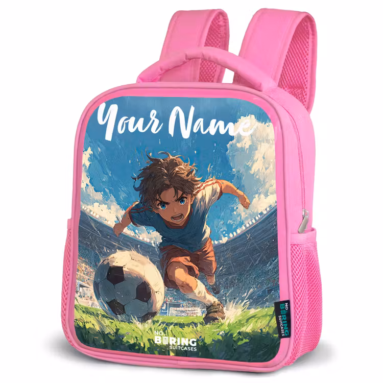 Stadion - Voetbal - Jongen Kinderrugzak - Roze middel -schuin