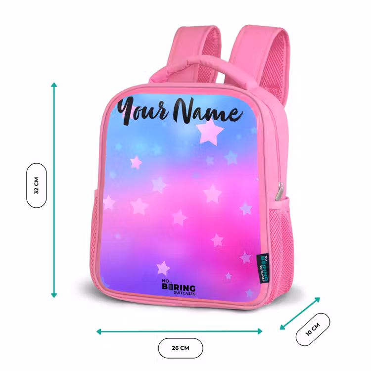 Sterren - Roze - Blauw Kinderrugzak - Roze middel -productfoto_formaten