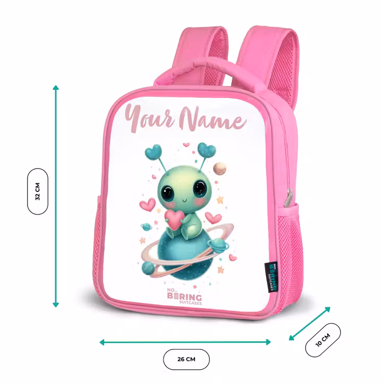 Lief buitenaards wezentje met hartje Kinderrugzak - Roze middel -productfoto_formaten