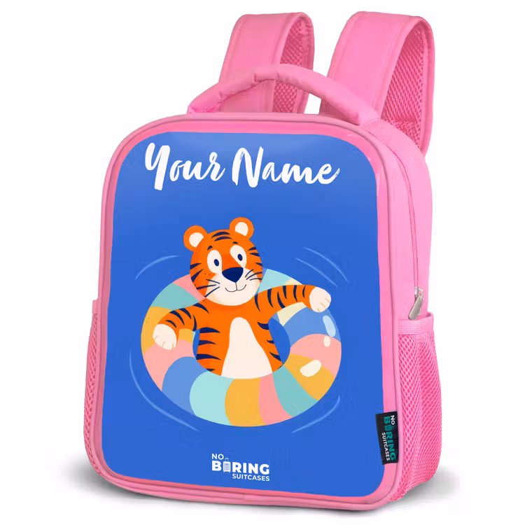 Tijger - Zwemband - Water Kinderrugzak - Roze middel -schuin