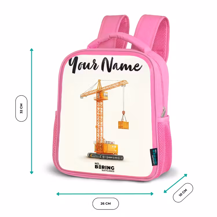 Torenkraan - Getekend - Oranje Kinderrugzak - Roze middel -productfoto_formaten