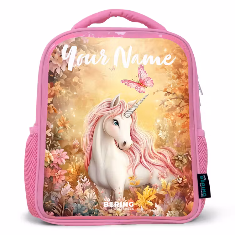 Eenhoorn - Vlinder - Roze - Manen Kinderrugzak - Roze middel -3d