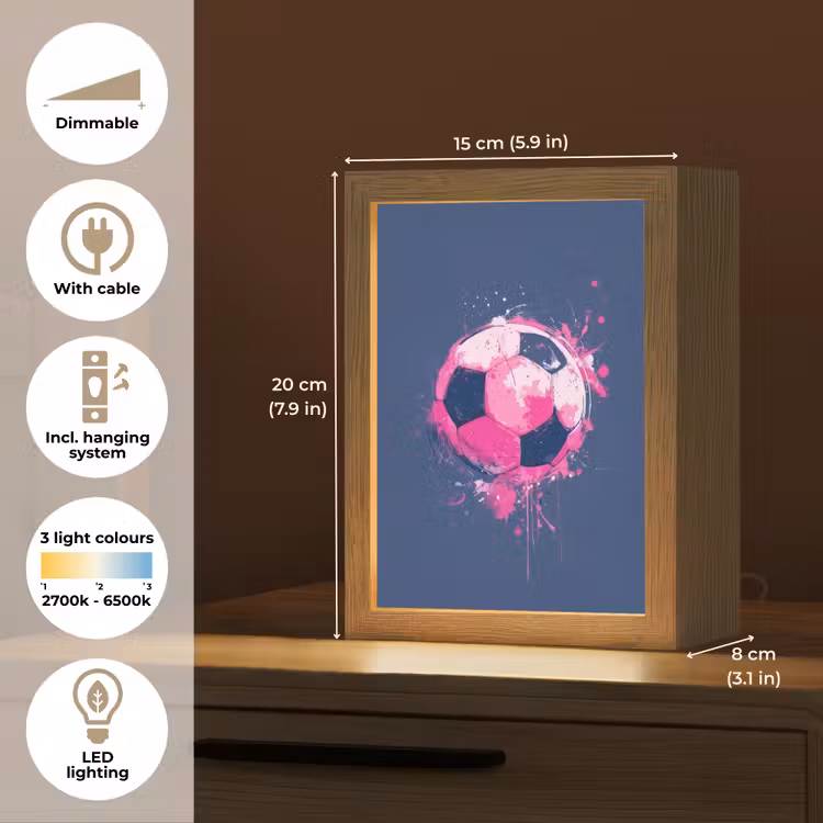 Abstract - Voetbal - Spatten - Roze Light Box met kabel (Kinderlampje) klein -USP_EN