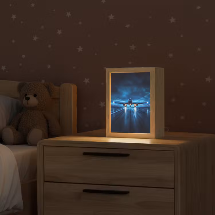 Vliegtuig - Blauw - Futuristisch Light Box met kabel klein -sfeer1_kind