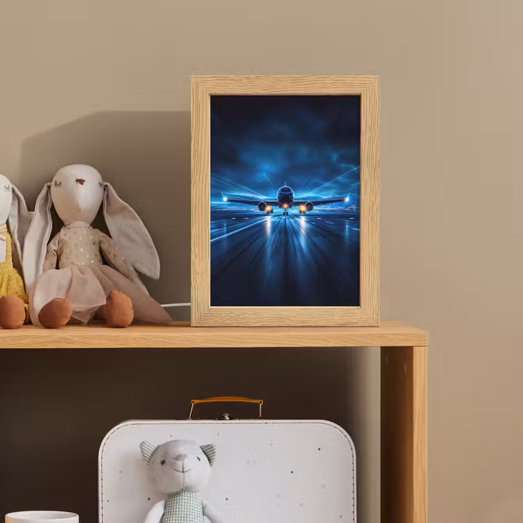 Vliegtuig - Blauw - Futuristisch Light Box met kabel klein -sfeer2_kind