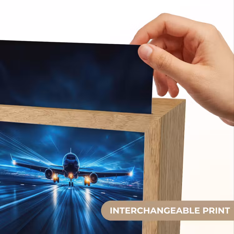 Vliegtuig - Blauw - Futuristisch Light Box met kabel (Kinderlampje) klein -USP_websiteprintEN