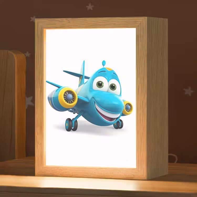 Vliegtuig - Blauw - Kinderen - Jongens Light Box met kabel klein -zzz_3d_website