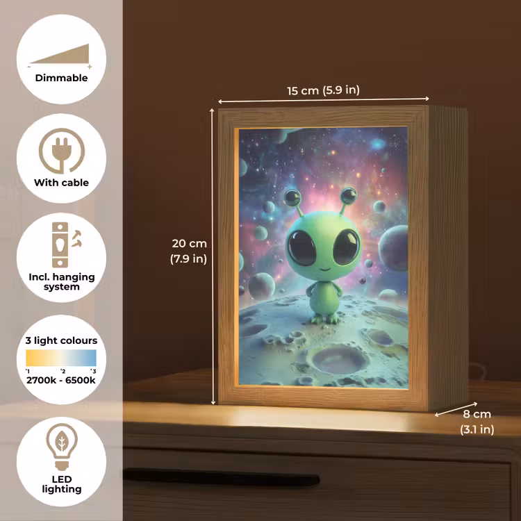 Alien - Groen - Planeten - Ruimte Light Box met kabel (Kinderlampje) klein -USP_EN
