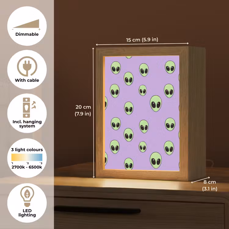 Alien - Retro - Lila Light Box met kabel (Kinderlampje) klein 904 -USP_EN