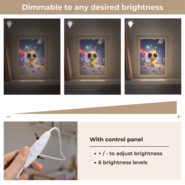 Alien - Ruimte - Geel - Planeten Light Box met kabel (Kinderlampje) klein -USP_dimbaarEN