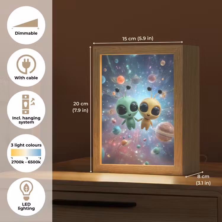 Aliens - Ruimte - Planeten Light Box met kabel (Kinderlampje) klein -USP_EN