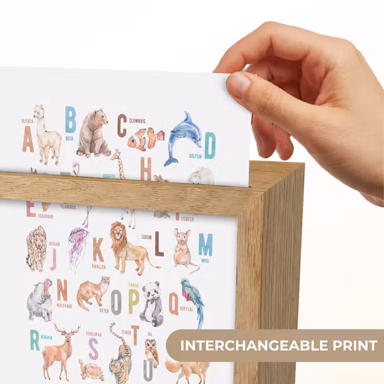 Alfabet - Educatief - Letters leren voor kinderen - Wilde dieren - Kleurrijk Light Box met kabel (Kinderlampje) klein -USP_websiteprintEN