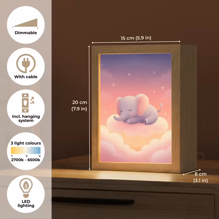 Dier - Roze - Wolken Light Box met kabel (Kinderlampje) klein -USP_EN
