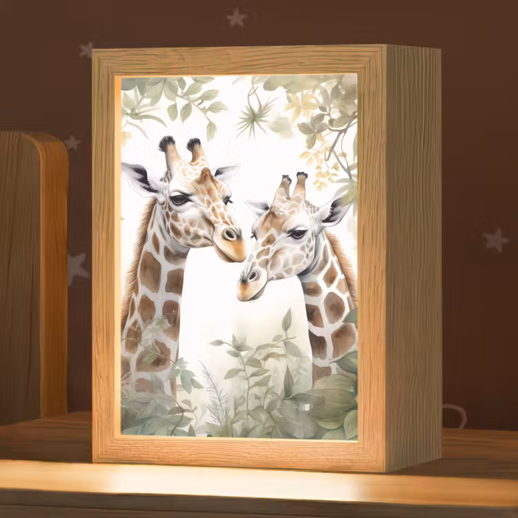 Dieren - Giraffe - Bladeren - Kinderen Light Box met kabel klein -zzz_3d_website