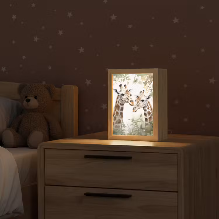 Dieren - Giraffe - Bladeren - Kinderen Light Box met kabel klein -sfeer1_kind