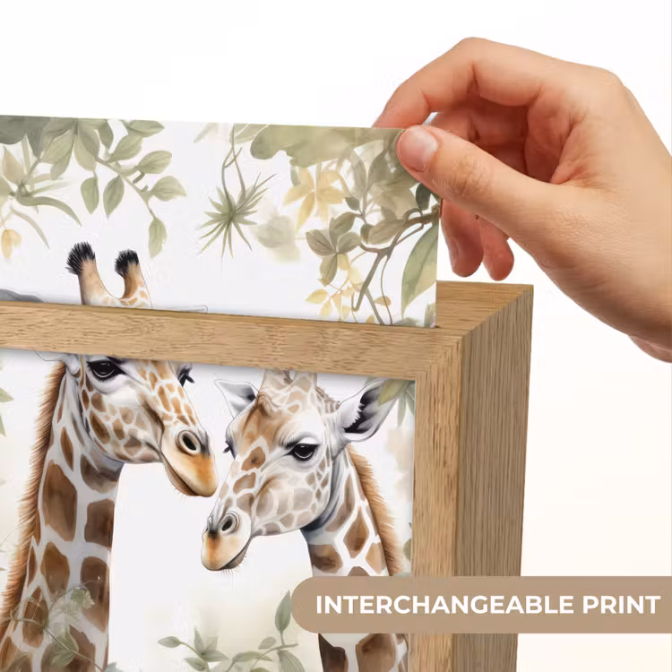 Dieren - Giraffe - Bladeren - Kinderen Light Box met kabel (Kinderlampje) klein -USP_websiteprintEN
