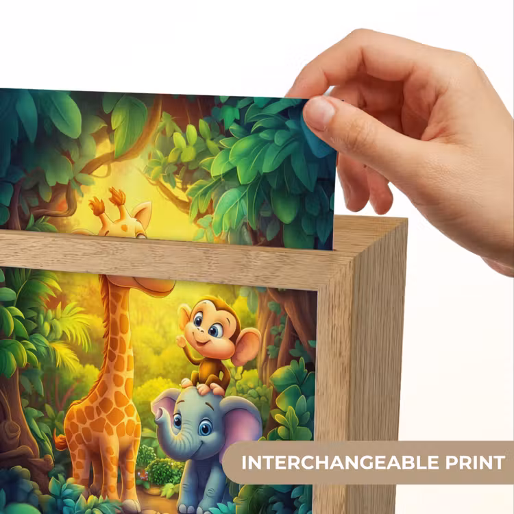 Dieren - Jungle - Giraf - Olifant - Aapje Light Box met kabel (Kinderlampje) klein -USP_websiteprintEN