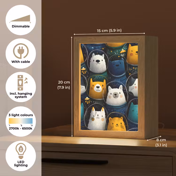 Dieren - Ruimtepakken - Sterren Light Box met kabel (Kinderlampje) klein -USP_EN