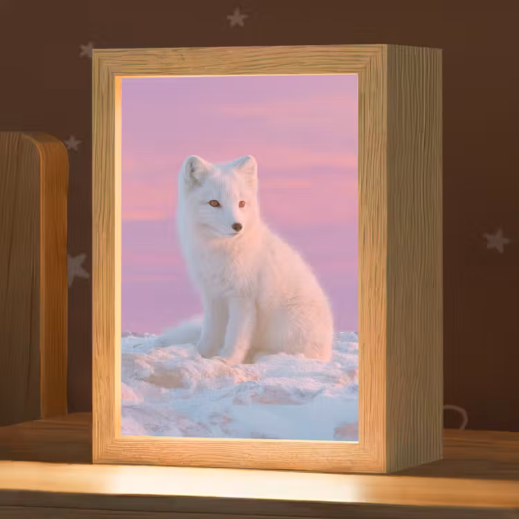Poolvos - Sneeuw - Roze Light Box met kabel klein -zzz_3d_website