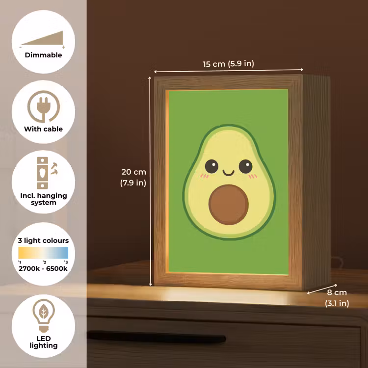 Avocado - Groen - Speels Light Box met kabel (Kinderlampje) klein -USP_EN