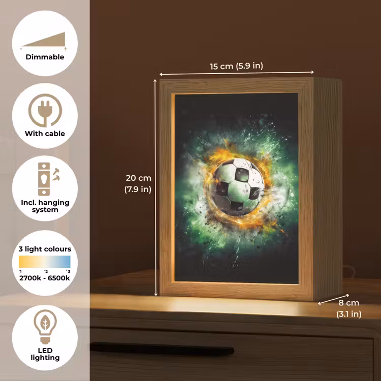 Bal - Voetbal - Groen - Oranje - Rook Light Box met kabel (Kinderlampje) klein -USP_EN