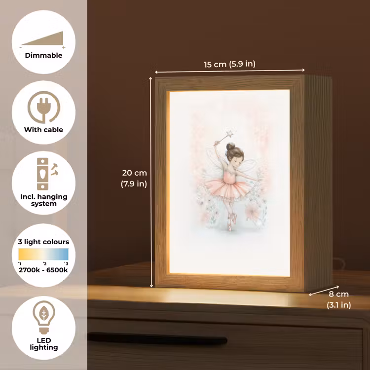 Ballerina - Fee - Roze Light Box met kabel (Kinderlampje) klein -USP_EN