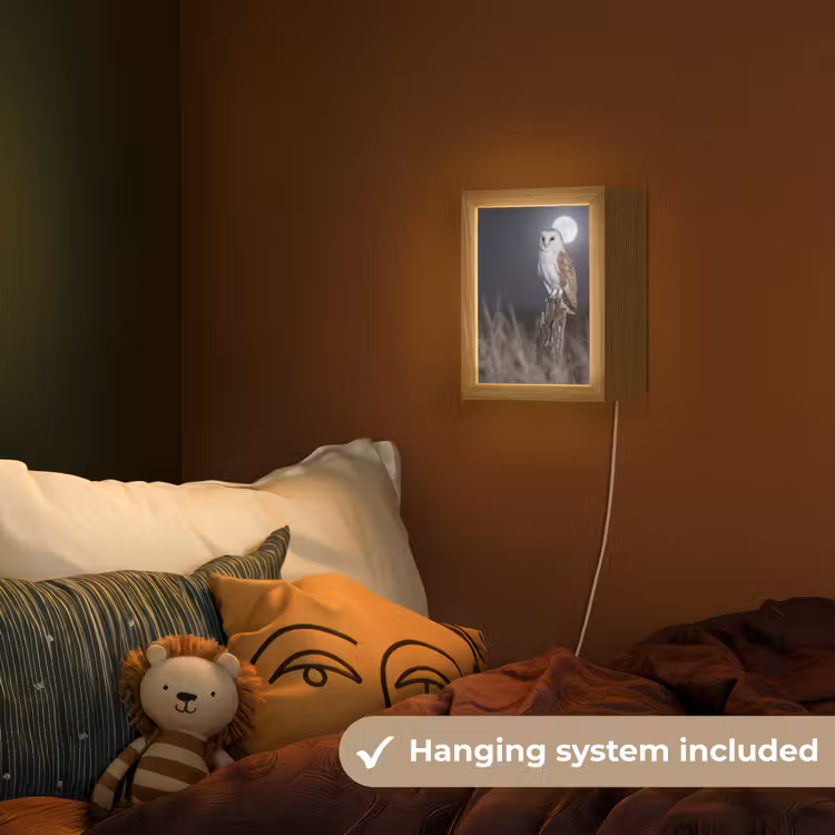 Kerkuil - Maan - Nacht Light Box met kabel (Kinderlampje) klein -sfeer5_kind_EN