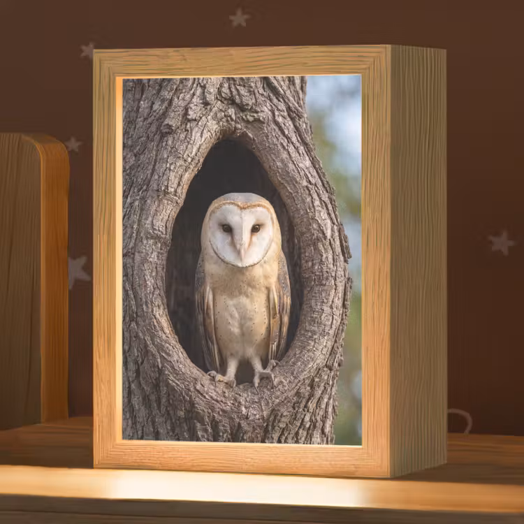 Kerkuil - Boom - Natuur - Bruin Light Box met kabel (Kinderlampje) klein -zzz_3d_website