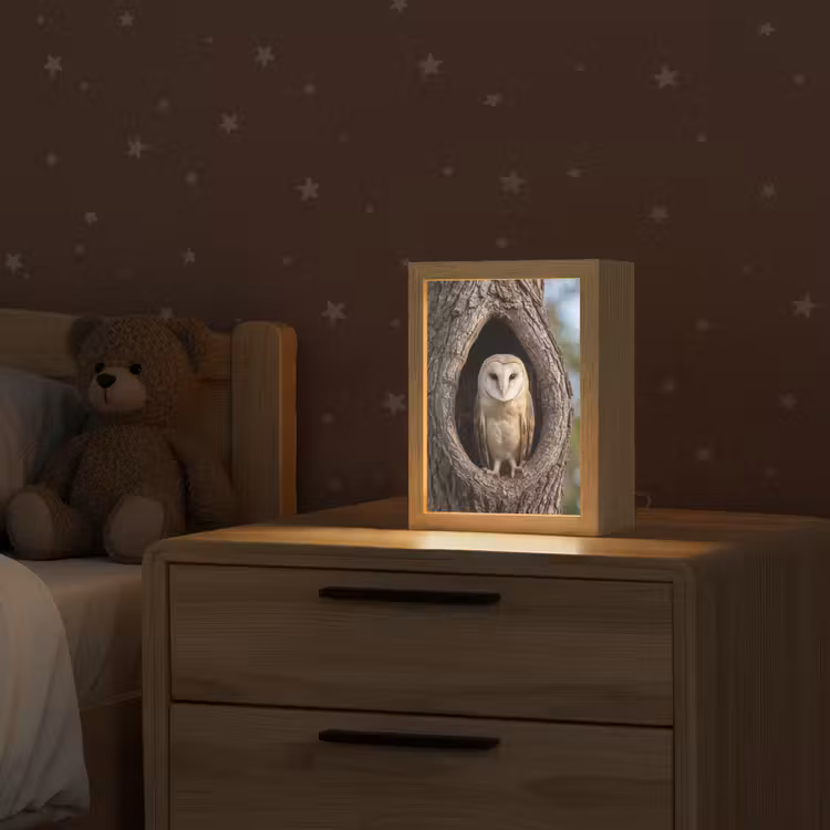 Kerkuil - Boom - Natuur - Bruin Light Box met kabel (Kinderlampje) klein -sfeer1_kind