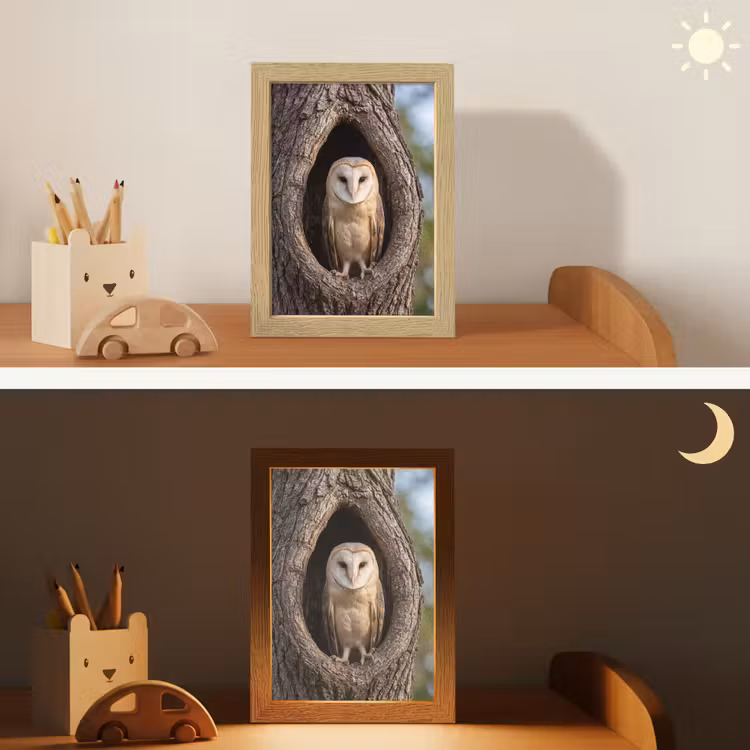 Kerkuil - Boom - Natuur - Bruin Light Box met kabel (Kinderlampje) klein -sfeer3_kind