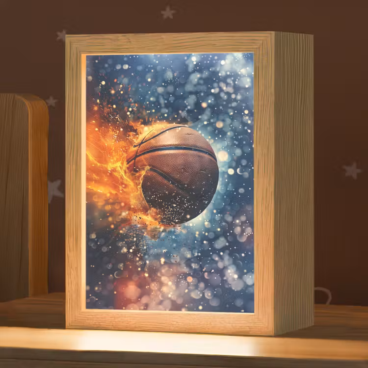 Basketbal - Vuur - Sport - Blauw - Oranje Light Box met kabel klein -zzz_3d_website