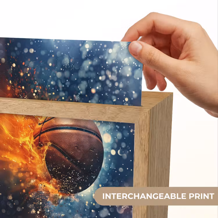 Basketbal - Vuur - Sport - Blauw - Oranje Light Box met kabel (Kinderlampje) klein -USP_websiteprintEN