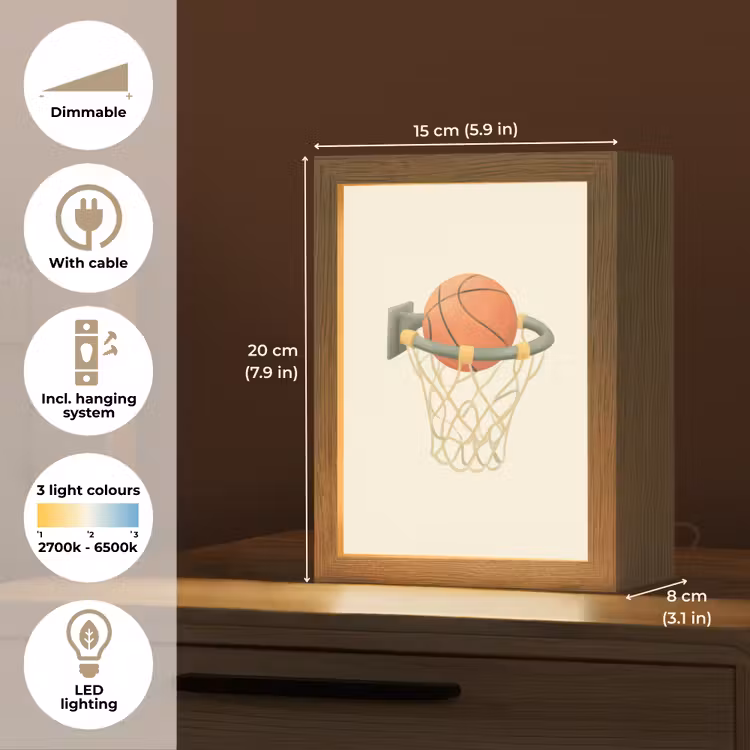 Basketbal - Net - Oranje Light Box met kabel (Kinderlampje) klein -USP_EN